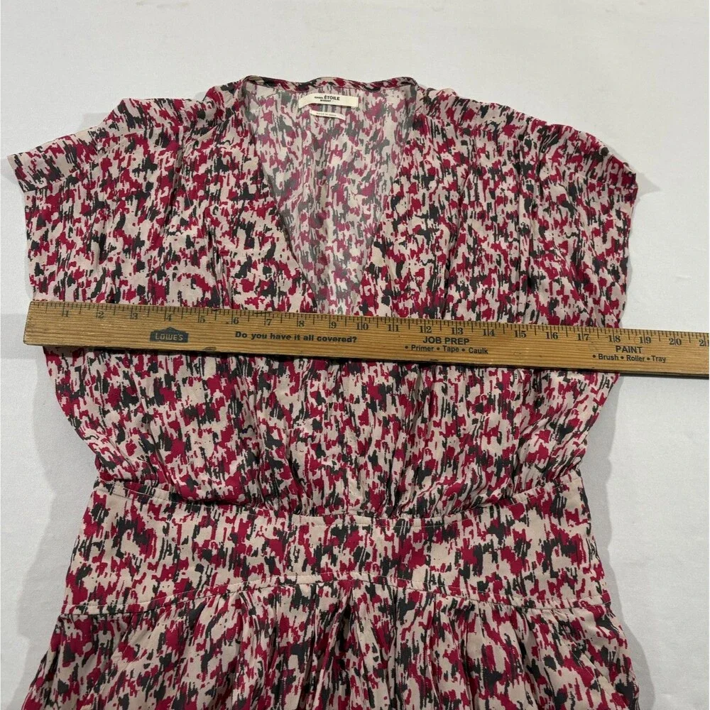 Etoile Isabel Marant Almeya Abstract Print Floral Pink Boho Midi Dress Sz 36 - Picture 6 of 12